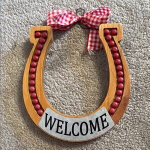 The Pioneer Woman Red and Brown Horseshoe Welcome Sign